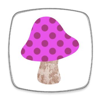 Mushroom Dots Pattern Dots Pink Nursery Happiness - Square fridge magnet - white - Front