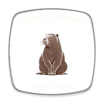 My Sweet Capybara – Aesthetic LineArt Design - Square fridge magnet - white - Front