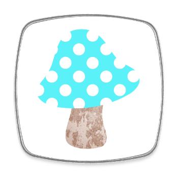 Mushroom Light Blue Dots Points Lucky Nursery Woodland - Square fridge magnet - white - Front