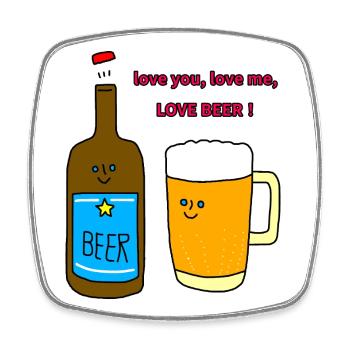 Love Beer Duo Happy Love Beer - Viereckiger Kühlschrankmagnet - Weiß - Vorne