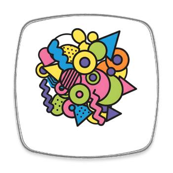 Bunte Memphis Formen Retro Pop Art Design 90er - Viereckiger Kühlschrankmagnet - Weiß - Vorne
