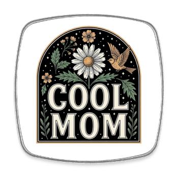 Cool Mom Flowers Vintage Design - Square fridge magnet - white - Front