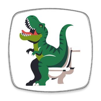 Dinosaure rugissant sur les toilettes - Magnet carré - blanc - Devant