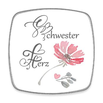 Schwesterherz - Viereckiger Kühlschrankmagnet - Weiß - Vorne