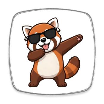 Dabbing Roter Panda - Viereckiger Kühlschrankmagnet - Weiß - Vorne