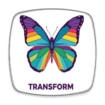 Rainbow Geometric Butterfly - Square fridge magnet - white - Front