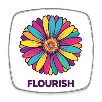 Flourish Bloom Colorflower - Viereckiger Kühlschrankmagnet - Weiß - Vorne
