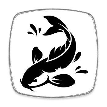 Koi - Magnet carré - blanc - Devant