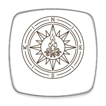 Outdoor Kompass Lagerfeuer Camping Natur Wandern - Viereckiger Kühlschrankmagnet - Weiß - Vorne