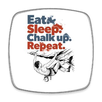 Klettern Bouldern Eat Sleep Chalk Up Repeat - Viereckiger Kühlschrankmagnet - Weiß - Vorne
