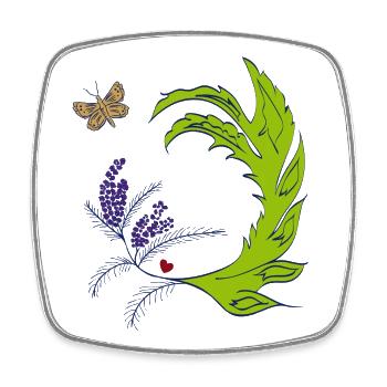 Lavendelkranz mit Schmetterling - Viereckiger Kühlschrankmagnet - Weiß - Vorne