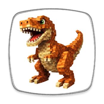 Oranger Pixel-T-Rex - Viereckiger Kühlschrankmagnet - Weiß - Vorne