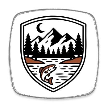 Logo du Bouclier des Poissons de la Forêt des Montagnes - Magnet carré - blanc - Devant