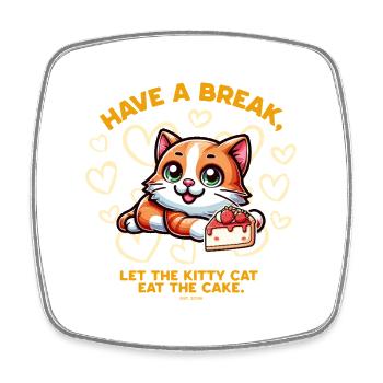 Le chat adore le gâteau - Magnet carré - blanc - Devant