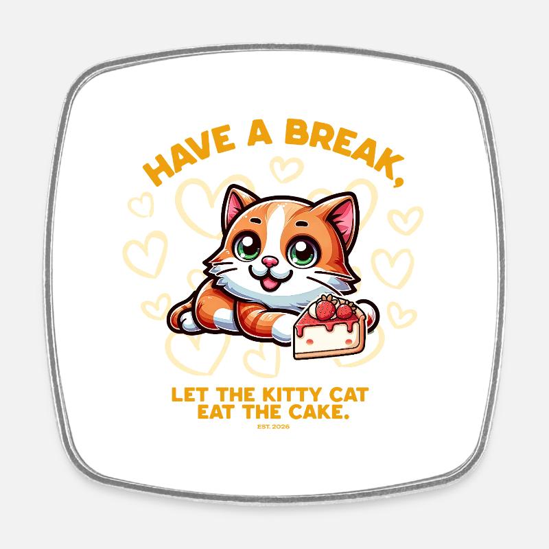 Le chat adore le gâteau - Magnet carré - blanc