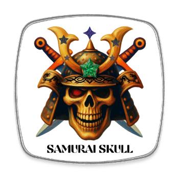 Motif de t-shirt Crâne de Samouraï. - Magnet carré - blanc - Devant