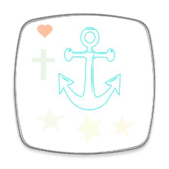 Glowing Anchor with Stars - Square fridge magnet - white - Front