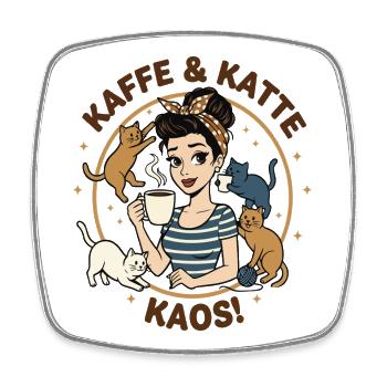 Kaffe & Katte Kaos Circle - Square fridge magnet - white - Front