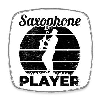 Saxophoniste - Magnet carré - blanc - Devant