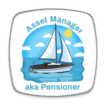 Pensioner aka Asset Manager - Viereckiger Kühlschrankmagnet - Weiß - Vorne