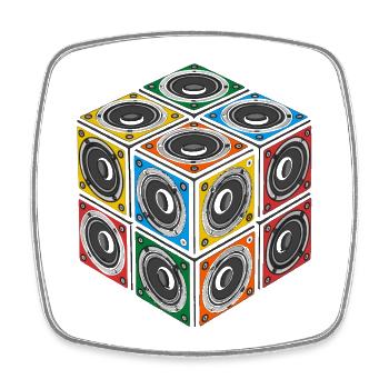 Cube Sound - Viereckiger Kühlschrankmagnet - Weiß - Vorne