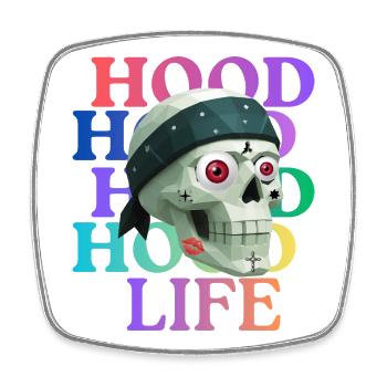 Hood Life Skull design de T-shirt. - Magnet carré - blanc - Devant