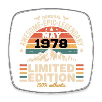 May 1978 - May 1978 - Square fridge magnet - white - Front