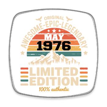 May 1976 - May 1976 - Square fridge magnet - white - Front