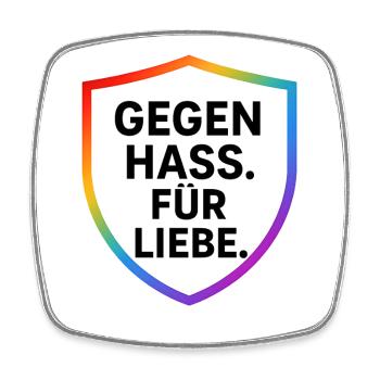 Against Hate for Love Shield - Square fridge magnet - white - Front