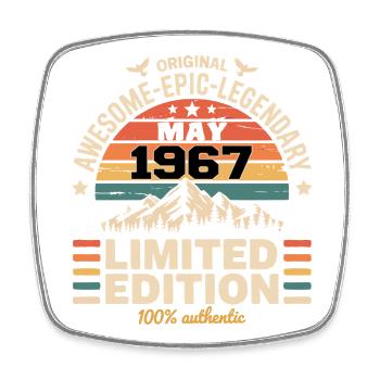 May 1967 - May 1967 - Square fridge magnet - white - Front