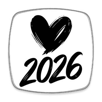2026 Herz  - Viereckiger Kühlschrankmagnet - Weiß - Vorne