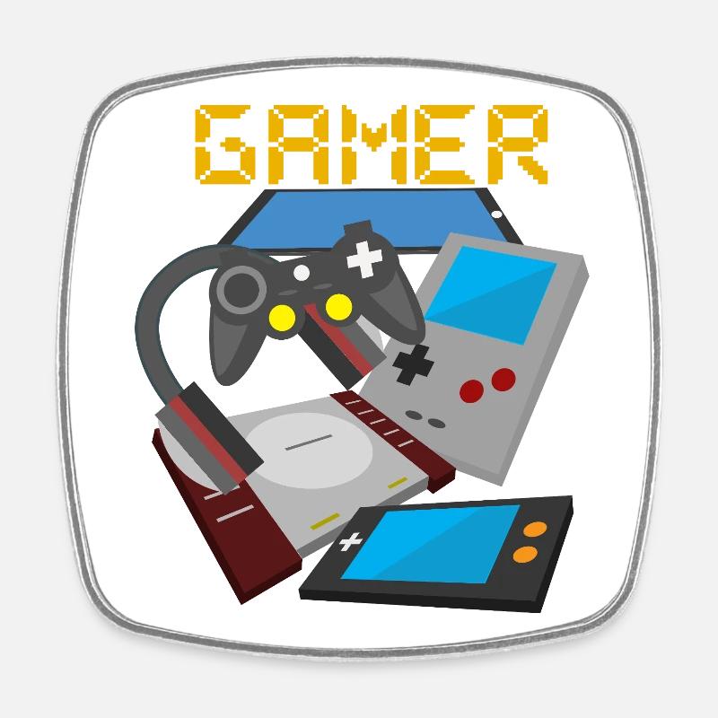 Retro Gamer Devices Mix – Gaming Nostalgia - Square fridge magnet - white