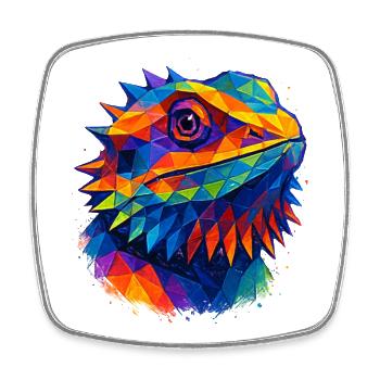 Portrait Coloré de Dragon Barbu Géométrique - Magnet carré - blanc - Devant