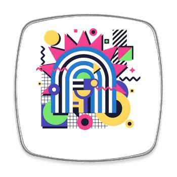 Retro Memphis Grafik Bunte Formen Design - Viereckiger Kühlschrankmagnet - Weiß - Vorne