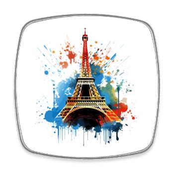 Paris Eiffel Tower Skyline France Splash Colorful - Square fridge magnet - white - Front