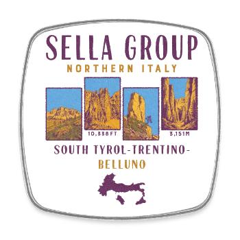 Sella Group- Dolomites- Northern Italy  - Magnet carré - blanc - Devant