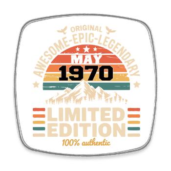 May 1970 - May 1970 - Square fridge magnet - white - Front