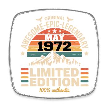 Mai 1972 - May 1972 - Magnet carré - blanc - Devant