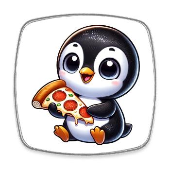 Süßer Pinguin Cartoon Pizza Liebe - Viereckiger Kühlschrankmagnet - Weiß - Vorne