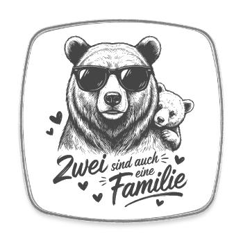 Bär Papa & Baby Kind - Zwei sind auch eine Familie - Viereckiger Kühlschrankmagnet - Weiß - Vorne