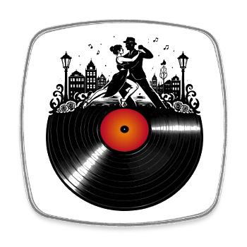 Tango Vinyl Dance Music Retro Design - Square fridge magnet - white - Front