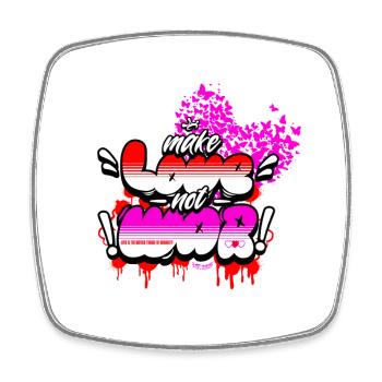 Make Love Not War – Chemise rétro hippie statement - Magnet carré - blanc - Devant