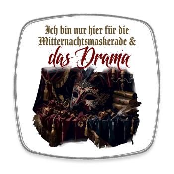 Mitternachtsmaskerade und Drama - Viereckiger Kühlschrankmagnet - Weiß - Vorne