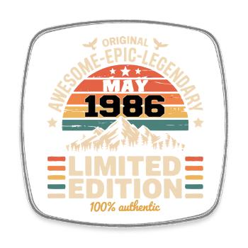 Mai 1986 – Mai 1986 - Viereckiger Kühlschrankmagnet - Weiß - Vorne