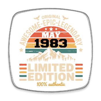 May 1983 - May 1983 - Square fridge magnet - white - Front