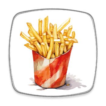 Watercolor French Fries Mug - Square fridge magnet - white - Front