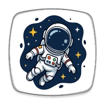 Kosmischer Astronaut in der Sternennacht - Viereckiger Kühlschrankmagnet - Weiß - Vorne