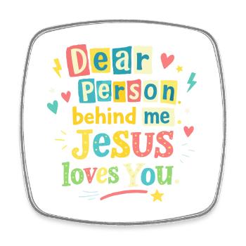Jesus loves you positive message - Square fridge magnet - white - Front