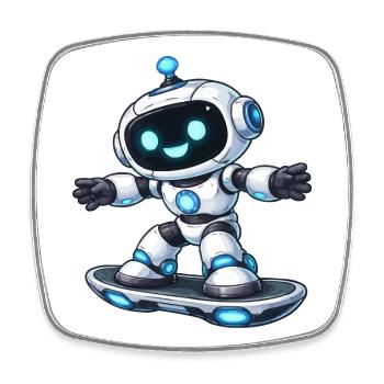 Robot Hoverboard  - Viereckiger Kühlschrankmagnet - Weiß - Vorne