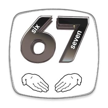 Six Seven 6 7 Lustige 67 Gen Alpha Slang - Viereckiger Kühlschrankmagnet - Weiß - Vorne